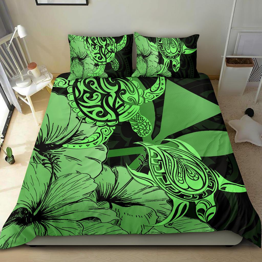 Hawaii Turtle Bedding Set Polynesian Hibiscus Art Ver 2.0 Green AH - Polynesian Pride