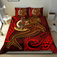 Vanuatu Polynesian Bedding Set - Red Shark Polynesian Tattoo Red - Polynesian Pride