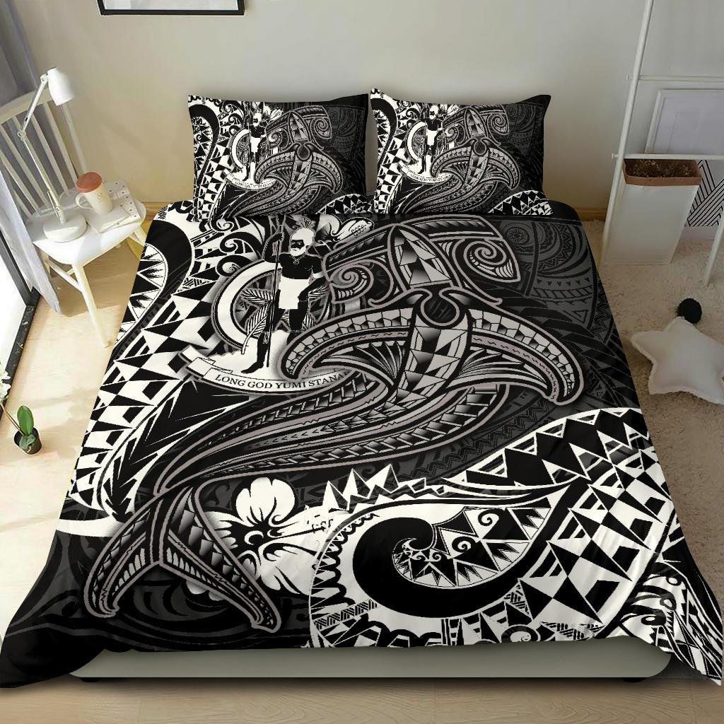 Vanuatu Polynesian Bedding Set - White Shark Polynesian Tattoo White - Polynesian Pride