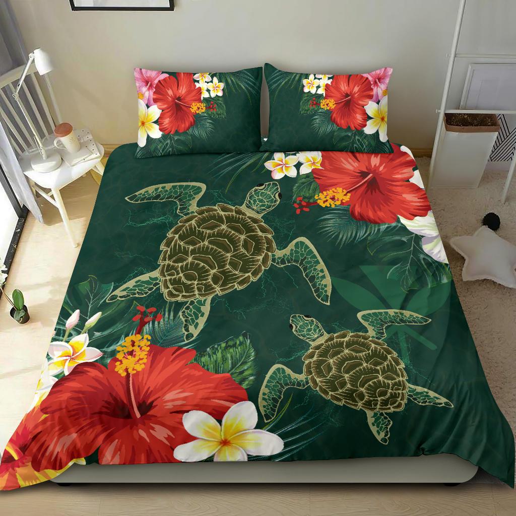 Hawaii Sea Turtle Hibiscus Plumeria Bedding Set - An Style - Polynesian Pride