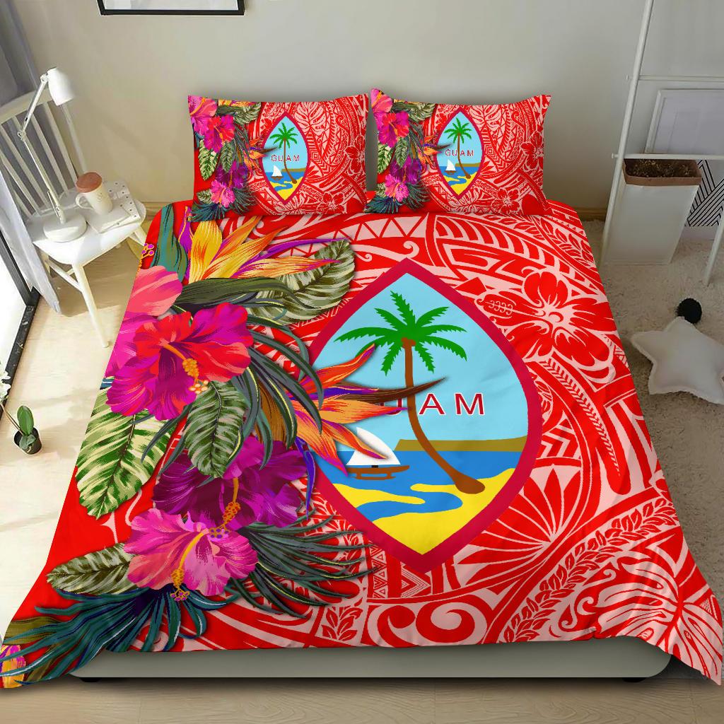 Guam Bedding Set - Hibiscus Polynesian Pattern Red Version - Polynesian Pride