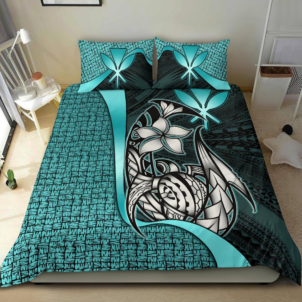Polynesian Bedding Set - Hawaii Duvet Cover Set Turquoise - Turtle with Hook TURQUOISE - Polynesian Pride