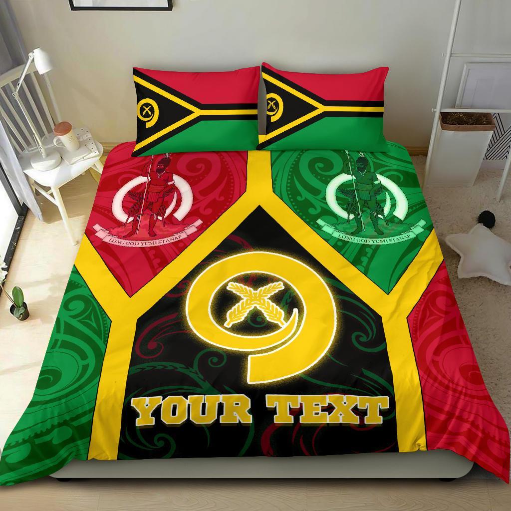 Polynesian Vanuatu Custom Personalised Bedding Set - Vanuatu Flag and Coat Of Arms - Polynesian Pride