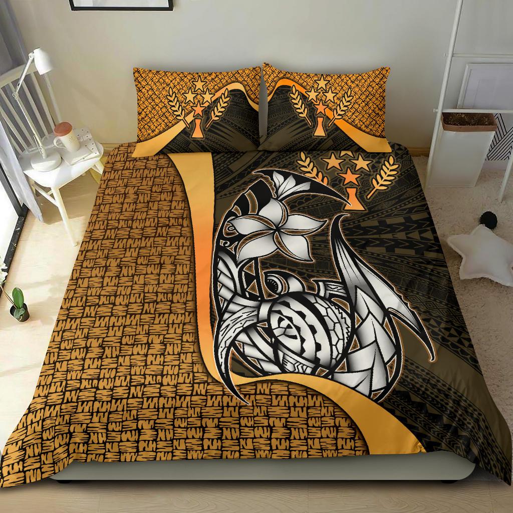 Kosrae Micronesian Bedding Set Gold - Turtle With Hook - Polynesian Pride