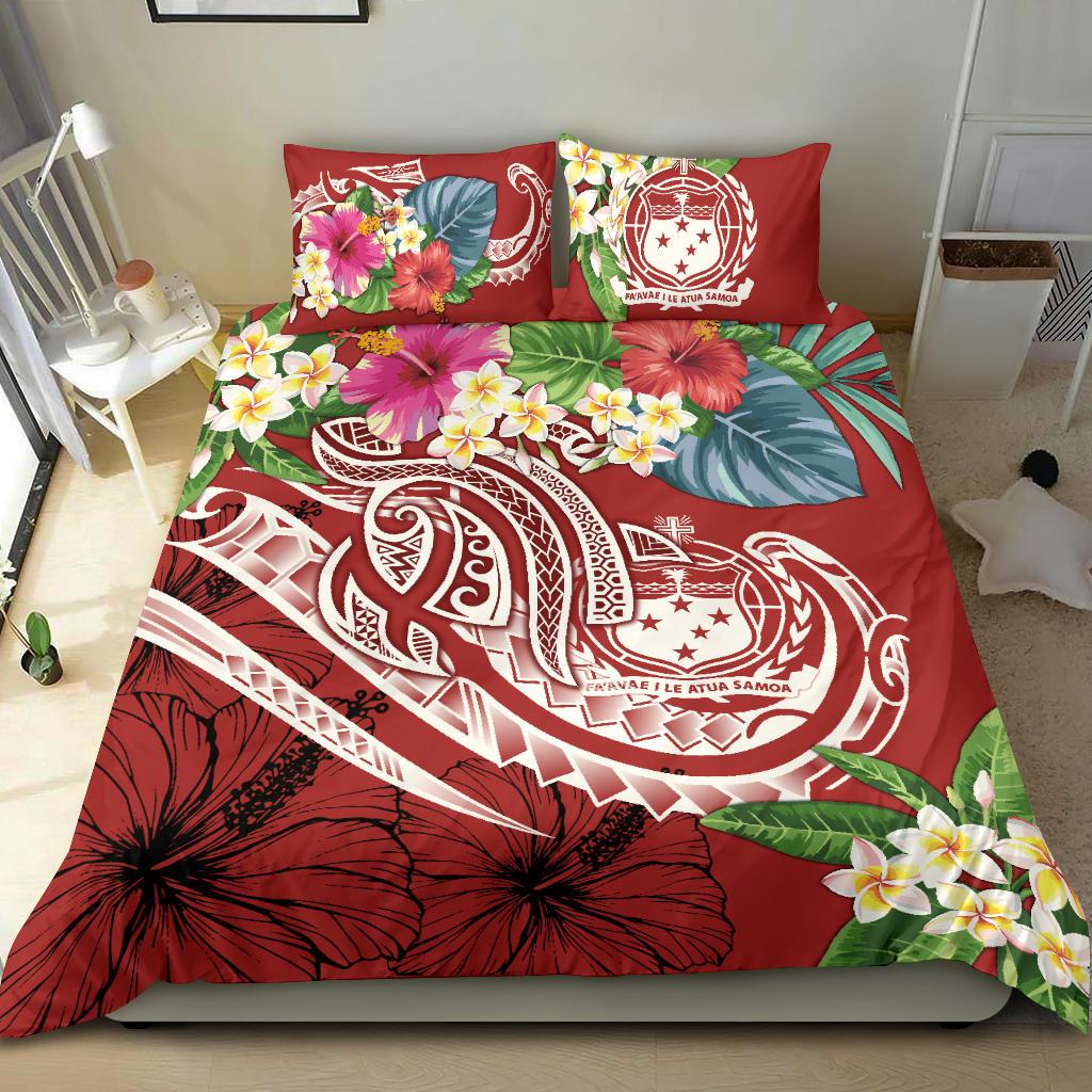 Polynesian Samoa Bedding Set - Summer Plumeria (Red) Red - Polynesian Pride
