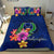 Micronesia Bedding Set - Pohnpei Duvet Cover Set Floral With Seal Blue - Polynesian Pride