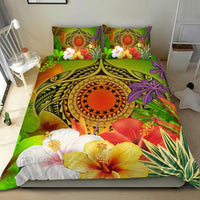 Cook Islands Polynesian Bedding Set - Manta Ray Tropical Flowers (Reggae) - Polynesian Pride