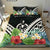 Vanuatu Bedding Set - Vanuatu Coat of Arms & Polynesian Tropical Flowers White - Polynesian Pride