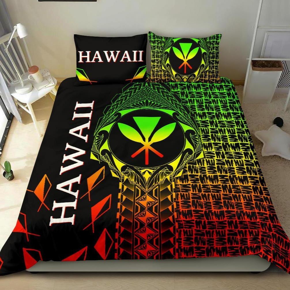 Hawaii Bedding Set - Kanaka Maoli Rocket Style (Reggae) Black - Polynesian Pride