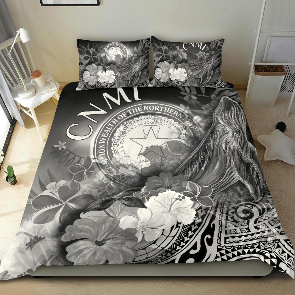 CNMI Bedding Set - Humpback Whale with Tropical Flowers (White) White - Polynesian Pride