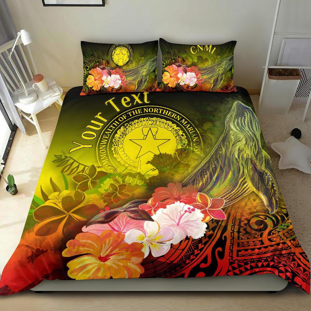 CNMI Custom Personalised Bedding Set - Humpback Whale with Tropical Flowers (Yellow) Yellow - Polynesian Pride