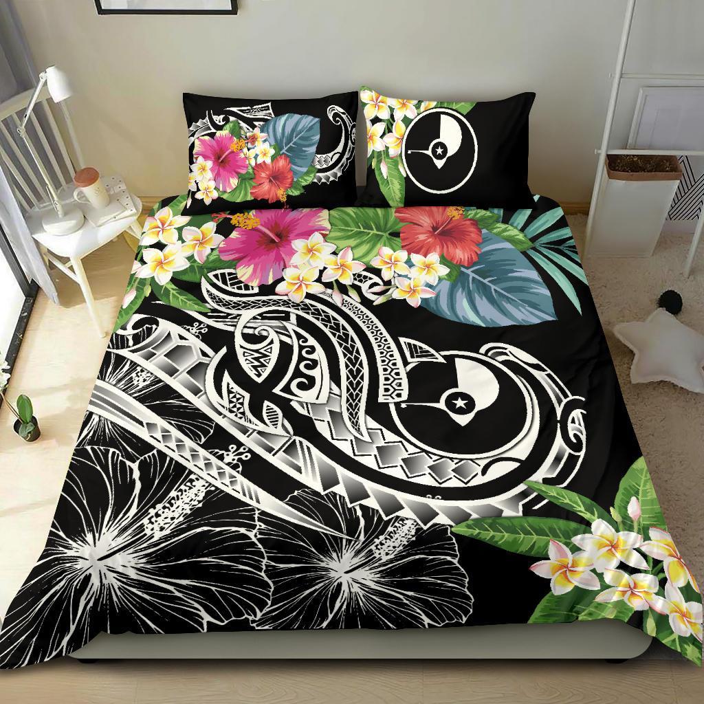 YAP Polynesian Bedding set - Summer Plumeria (Black) - Polynesian Pride