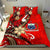 Samoa Bedding Set - Tribal Flower With Special Turtles Red Color Red - Polynesian Pride