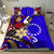 Cook Islands Bedding Set - Tribal Flower With Special Turtles Blue Color Blue - Polynesian Pride