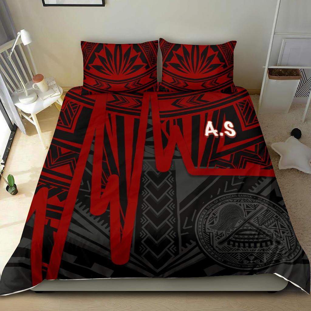 American Samoa Bedding Set - Seal With Polynesian Pattern Heartbeat Style (Red) Red - Polynesian Pride