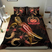 Samoa Polynesian Bedding Set - Turtle With Blooming Hibiscus Gold - Polynesian Pride