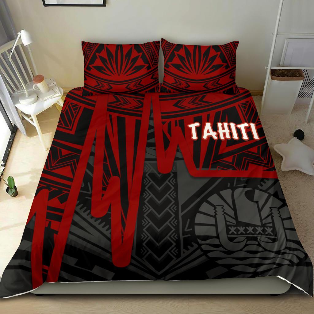 Tahiti Bedding Set - Tahiti Seal In Heartbeat Patterns Style (Red) - Polynesian Pride