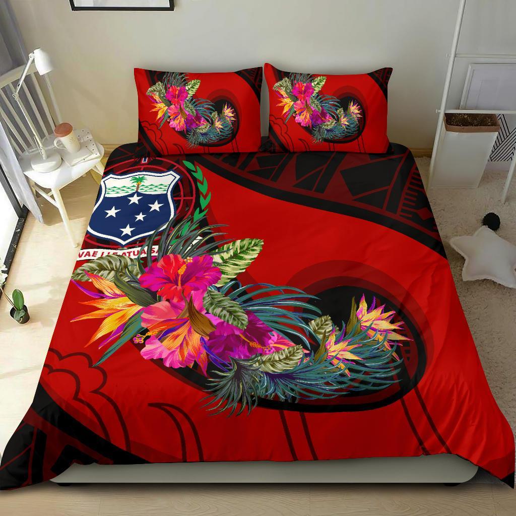 Samoa Bedding Set - Polynesian Hook And Hibiscus (Red) Red - Polynesian Pride