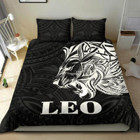 Sun In Leo Zodiac Bedding Set Polynesian Tattoo Simple - White Black - Polynesian Pride