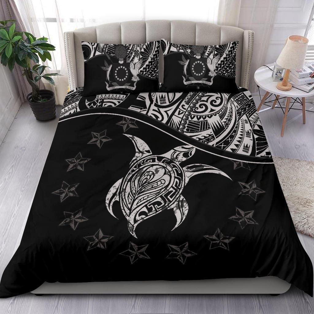 Polynesian Duvet Cover Set - Cook Islands Bedding Set Black - Polynesian Pride