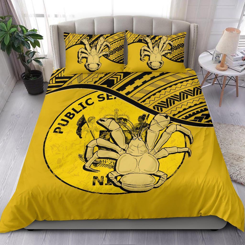 Niue Duvet Cover Set - Niue Coat Of Arms & Coconut Crab Yellow - Polynesian Pride
