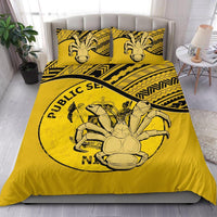 Niue Duvet Cover Set - Niue Coat Of Arms & Coconut Crab Yellow - Polynesian Pride