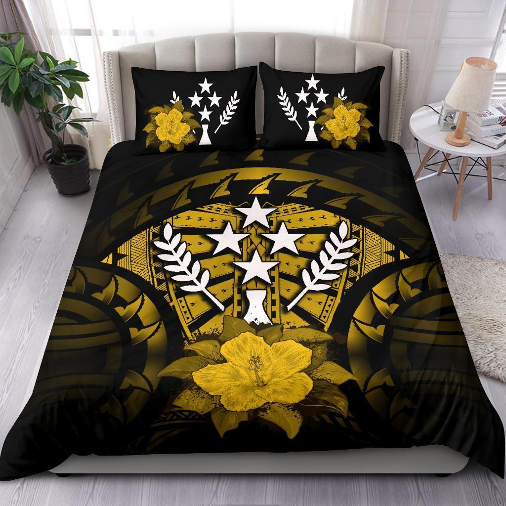 Kosrae Duvet Cover Set - Kosrae Flag & Yellow Hibiscus - Polynesian Pride