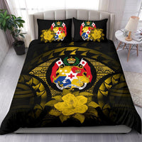 Tonga Duvet Cover Set - Tonga Coat Of Arms & Yellow Hibiscus - Polynesian Pride