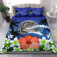 American Samoa Duvet Cover Set - American Samoa Coat Of Arms Wave Hibiscus - Polynesian Pride