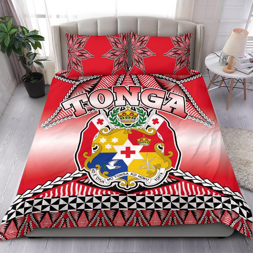 Polynesian Bedding Set - Tonga Coat Of Arms Pattern Duvet Cover Set - Polynesian Pride