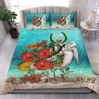 Polynesian Duvet Cover Set - Pohnpei Bedding Set Ocean Turtle Hibiscus - Polynesian Pride