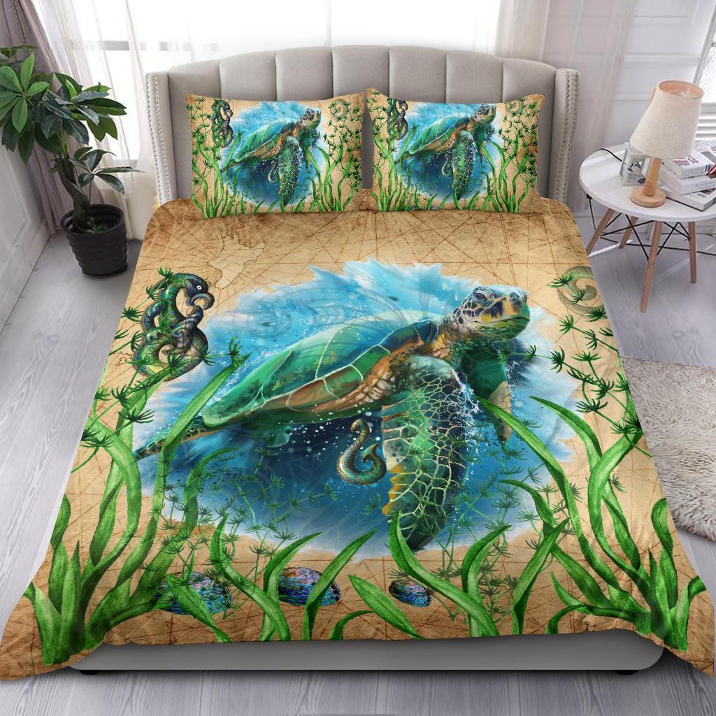 New Zealand Bedding Set Turtle Manaia Maori Vintage - Polynesian Pride