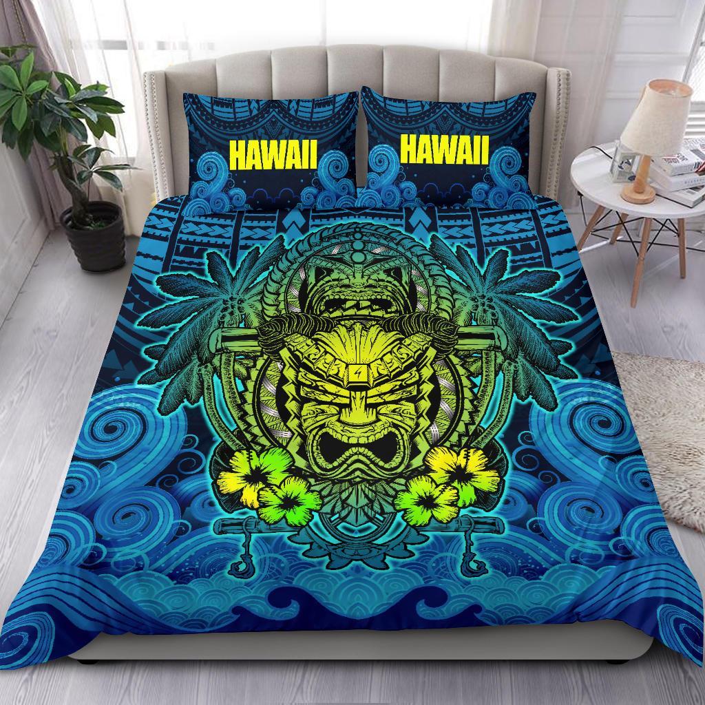 Polynesian Hawaii Duvet Cover Set - Hawaiian Tiki (Blue) BLUE - Polynesian Pride