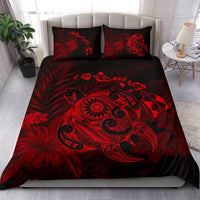 Hawaiian Map Turtle Tattoo Hibiscus Plumeria Polynesian Bedding Set - Red - Polynesian Pride