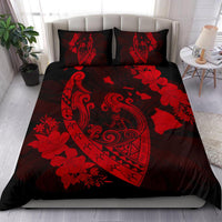Hawaiian Fish Hook Hibiscus Banzai Surfing Polynesian Bedding Set Red - Polynesian Pride