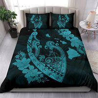 Hawaiian Fish Hook Hibiscus Banzai Surfing Polynesian Bedding Set Blue - Polynesian Pride