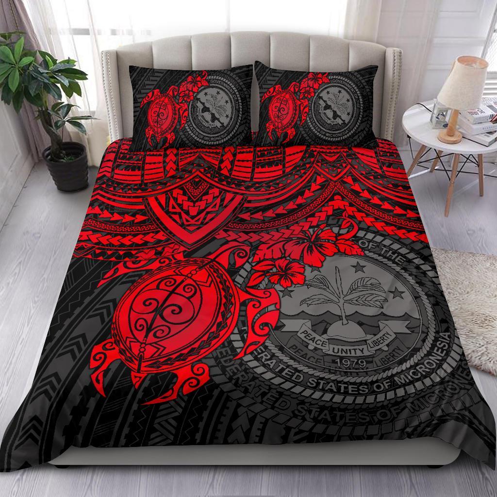 Federated States Of Micronesia Duvet Cover Set - Red Turtle RED - Polynesian Pride