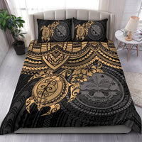 Federated States Of Micronesia Duvet Cover Set - Golden Turtle BLACK - Polynesian Pride