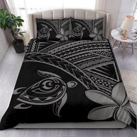 Hawaiian Turtle Kakau Plumeria Polynesian Bedding Set Gray - Polynesian Pride