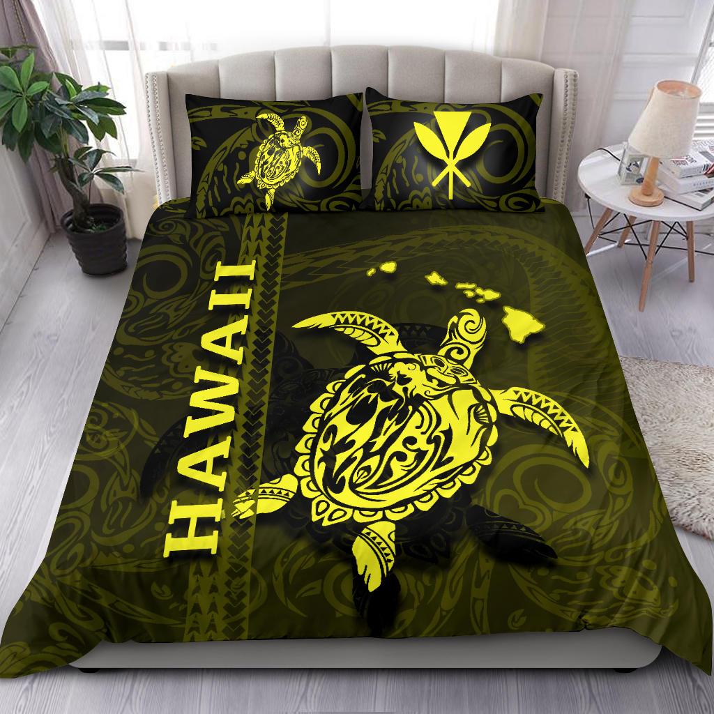 Polynesian Hawaii Duvet Cover Set - Turtle Hawaiian Yellow - Polynesian Pride