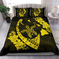 Hawaiian Map Hibiscus Turtle Fish Hook Polynesian Bedding Set Yellow - Polynesian Pride