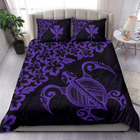 Hawaiian Map Turtle Hibiscus Kanaka Polynesian Bedding Set - Purple - Polynesian Pride