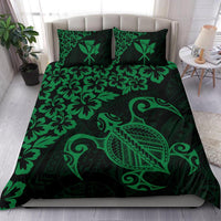 Hawaiian Map Turtle Hibiscus Kanaka Polynesian Bedding Set - Green - Polynesian Pride