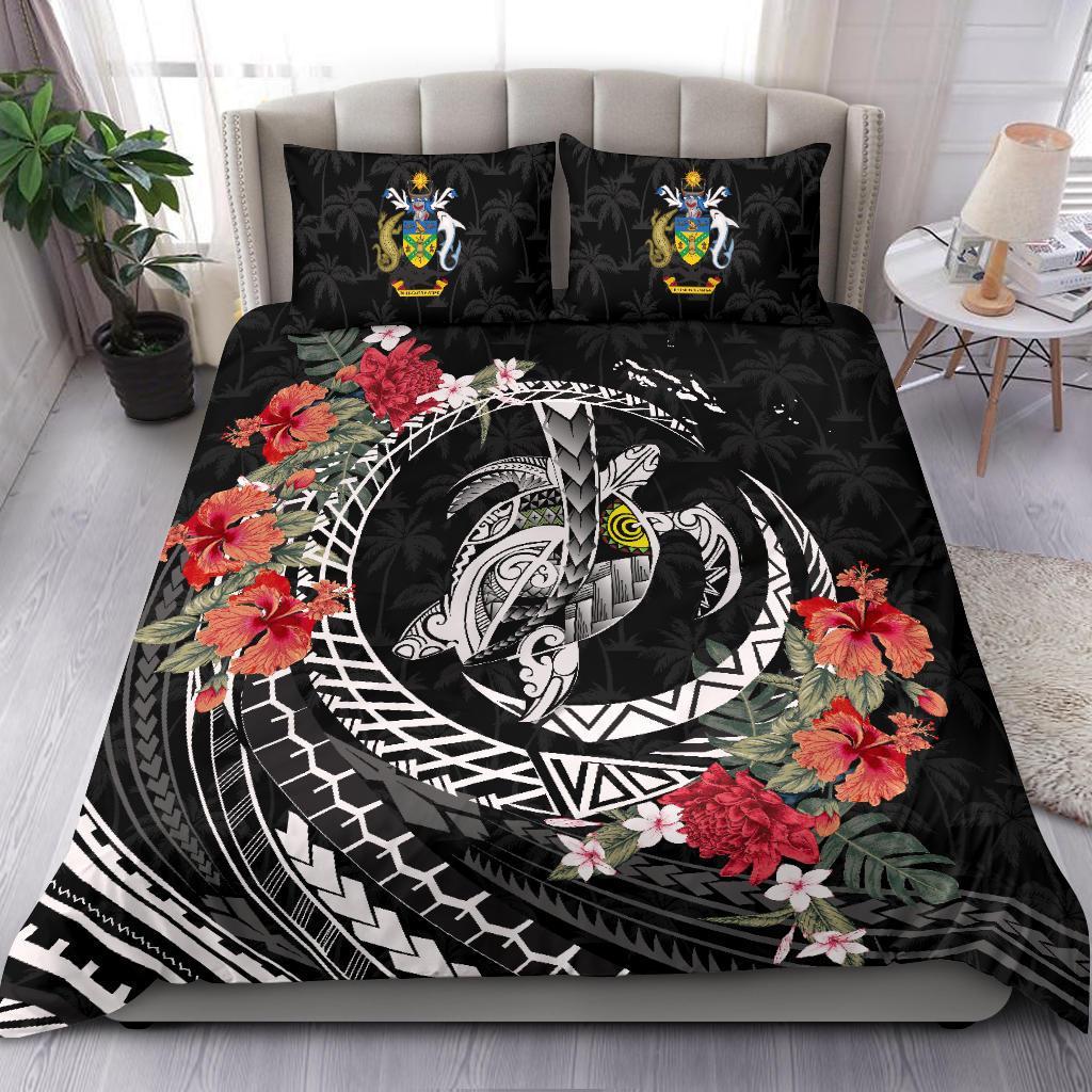 Polynesian Duvet Cover Set - Solomon Islands Bedding Set Polynesia Map Turtle Hibiscus - Polynesian Pride