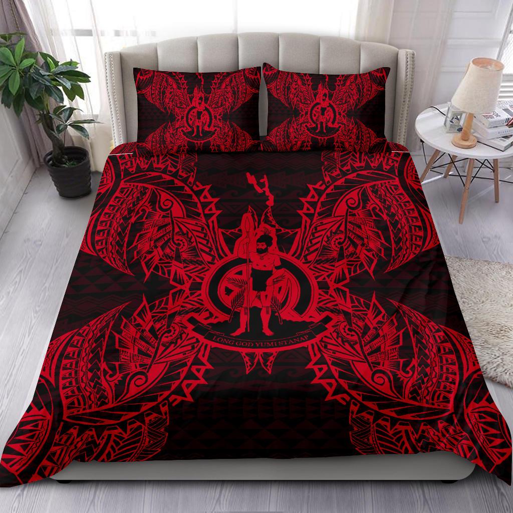 Polynesian Bedding Set - Vanuatu Duvet Cover Set Map Red Red - Polynesian Pride