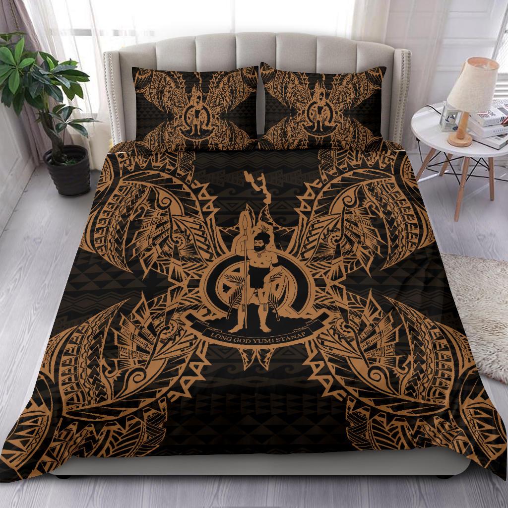 Polynesian Bedding Set - Vanuatu Duvet Cover Set Map Gold Gold - Polynesian Pride
