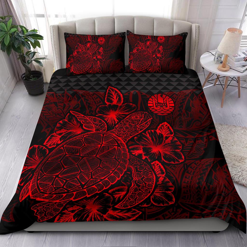 Polynesian Bedding Set - Tahiti Duvet Cover Set Red Color - Polynesian Pride