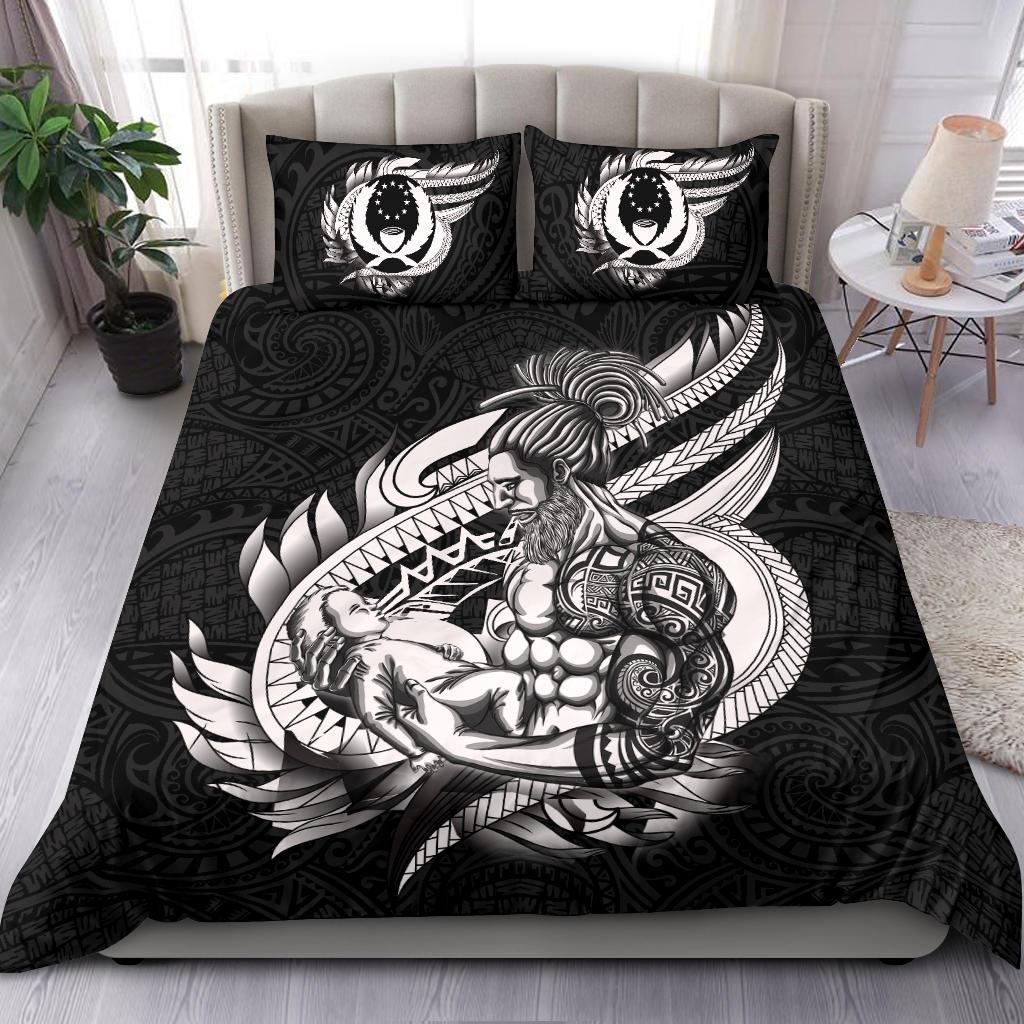 Polynesian Bedding Set - Pohnpei Duvet Cover Set Father And Son Black - Polynesian Pride