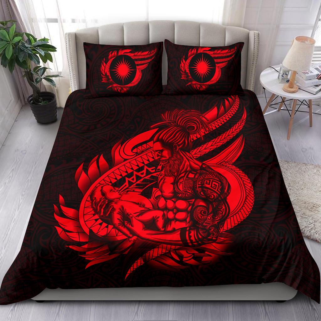 Polynesian Bedding Set - Marshall Islands Duvet Cover Set Father And Son Red - Polynesian Pride