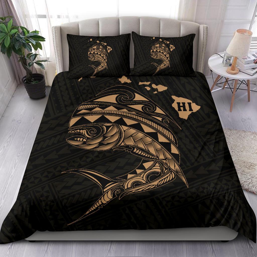 Hawaii Polynesian Mahi - Mahi Common Dolphinfish Bedding Set - Gold - Polynesian Pride